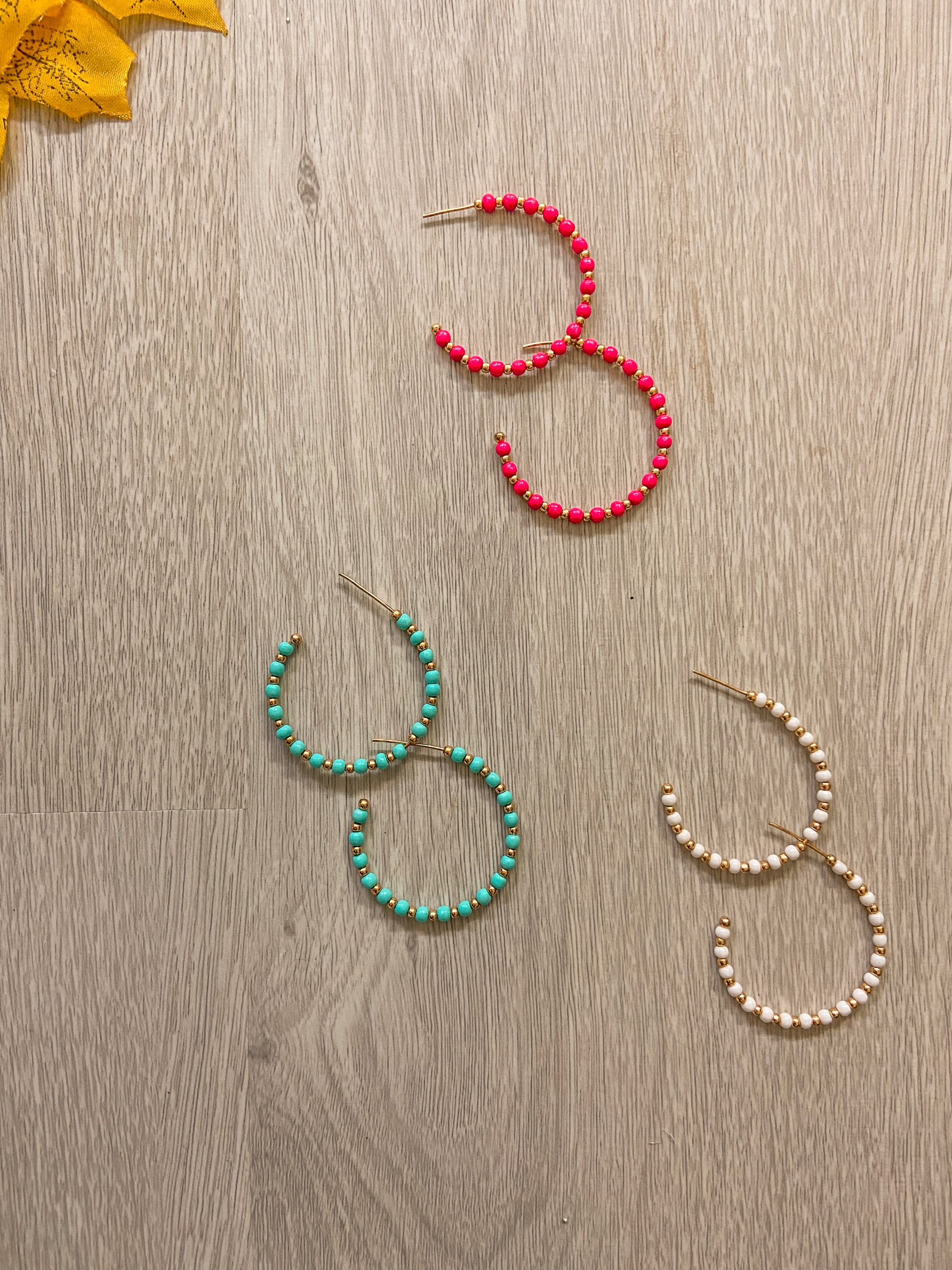 3 pair tricolor beaded hoop Earring - Lili-Origin