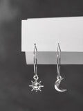 Mismatched Sun Moon Silver Earring - Lili-Origin