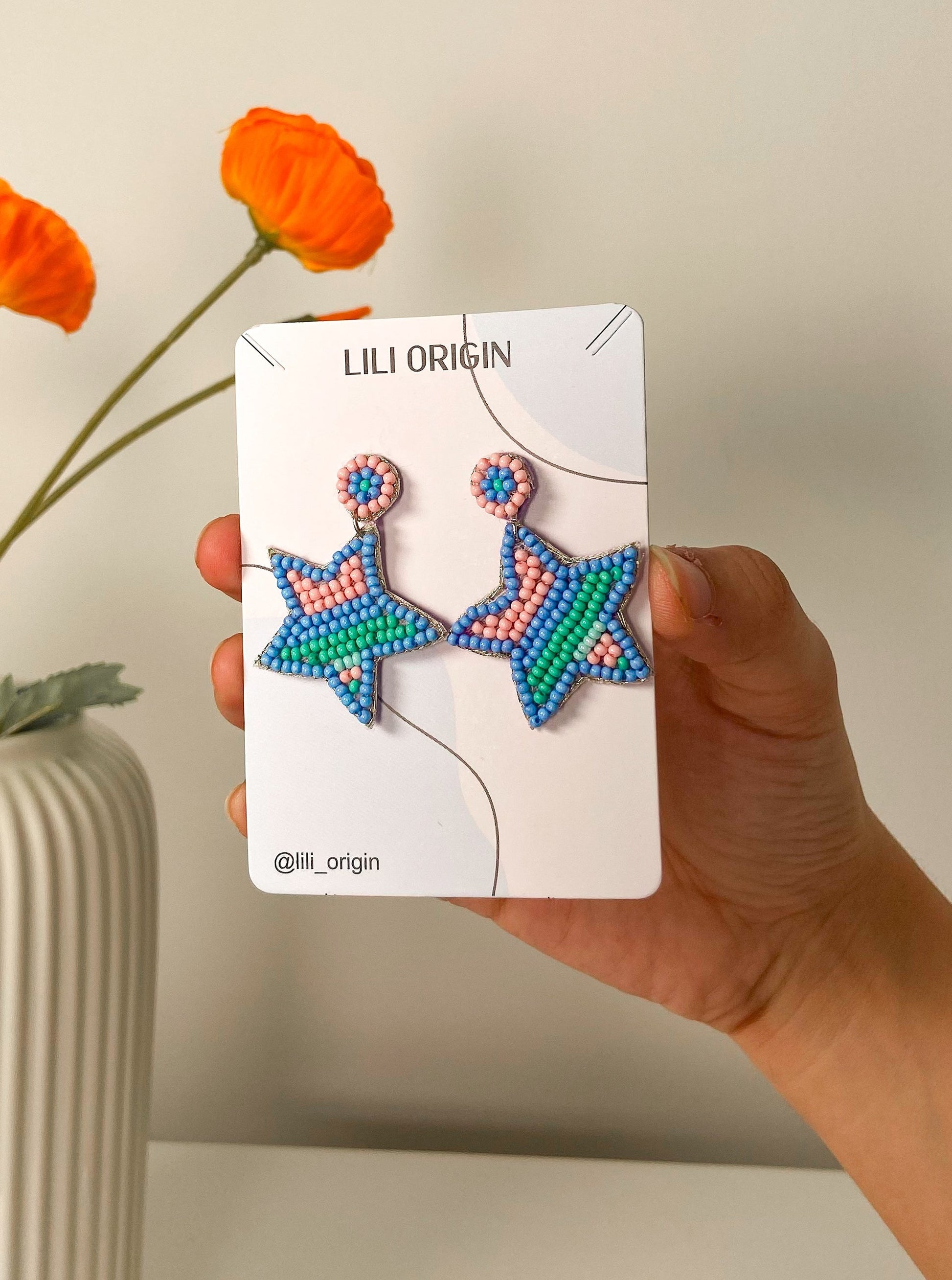 Star embroidery Earring - Lili-Origin