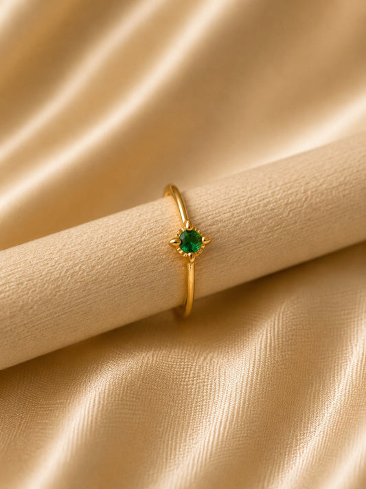 Emerald Star Adjustable Brass Ring (Anti Tarnish)