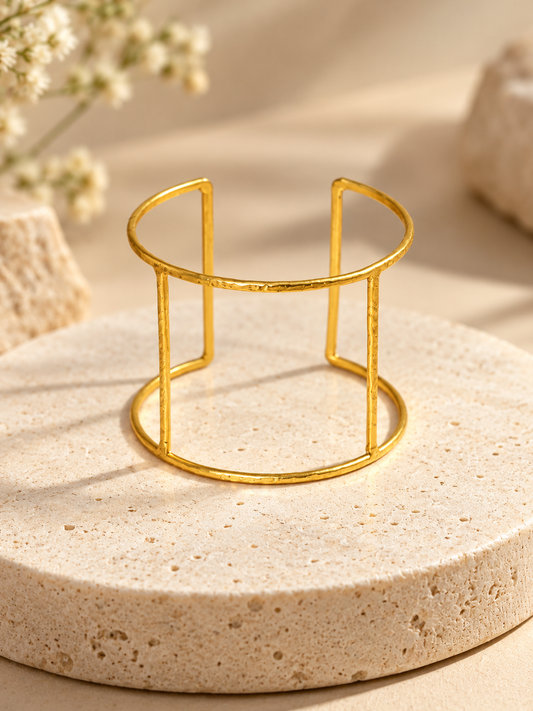 Spaced Out Statement Bracelet - 2 way Brass Adjustable Bracelet