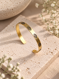 Evil eye Hand Stamped Brass Band Adjustable Bracelet (Anti tarnish)