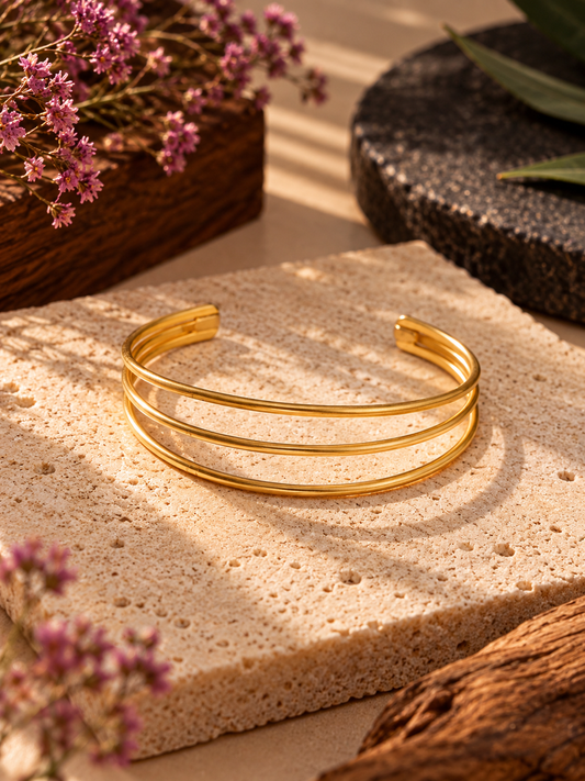 3 Line Adjustable Brass Bracelet