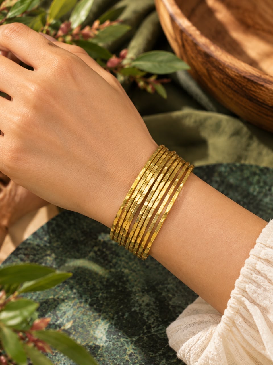 Viral 9 Layer Golden Round Bangle Adjustable Brass Bracelet (Anti Tarnish)