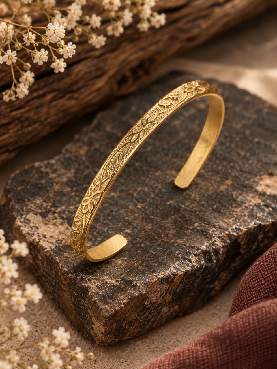 Indo Skinny Adjustable Brass Bracelet (Anti Tarnish)