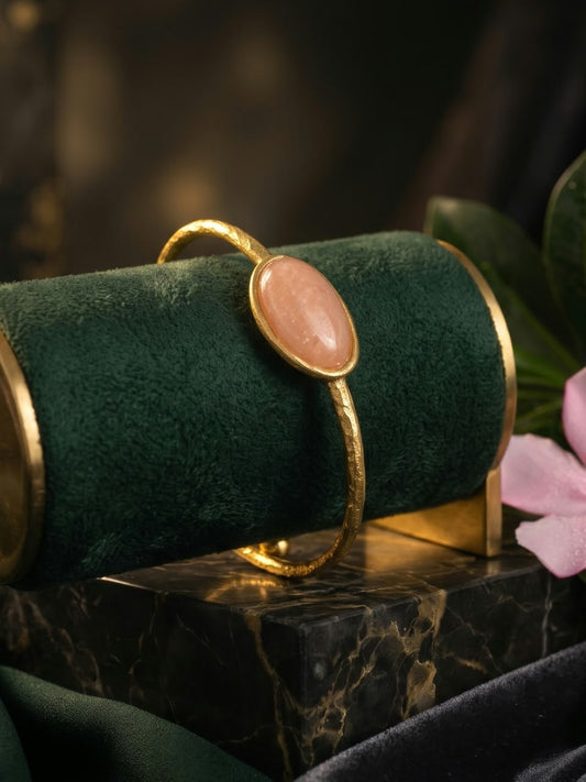 Pink Ovula Brass Adjustable Bracelet (Anti Tarnish)