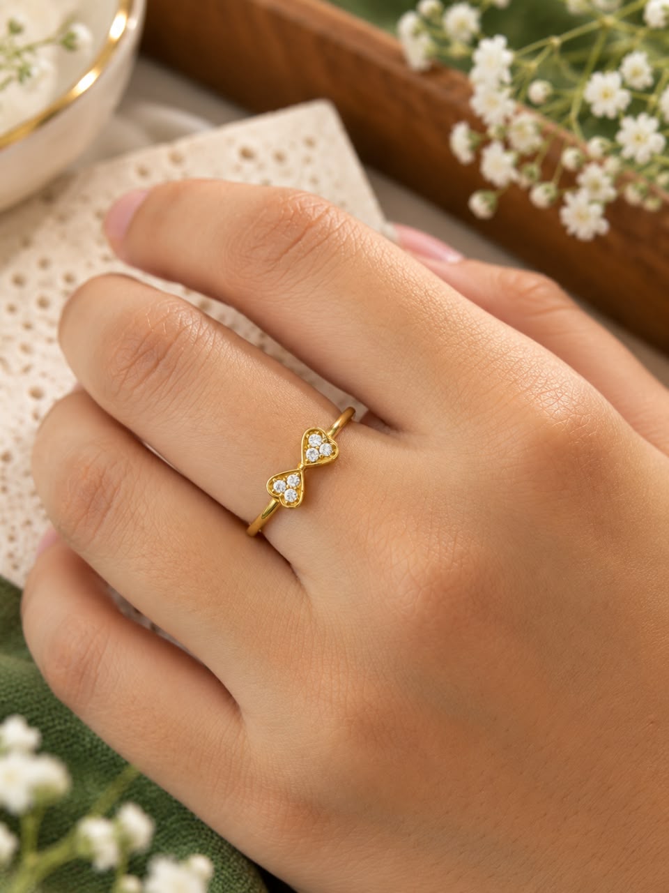 Sweetheart Spark Brass two Adjustable Rings (Anti Tarnish) ( Pack of 2 Rings)