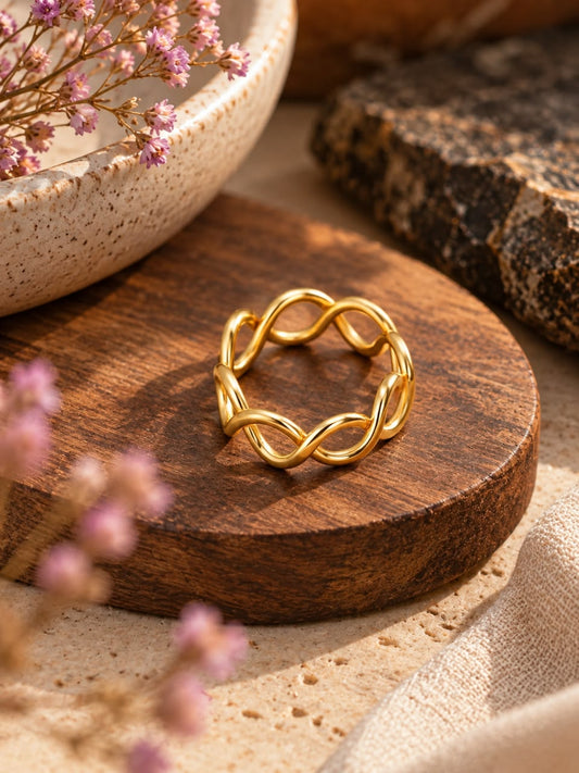 Pebble Adjustable Brass Statement Ring
