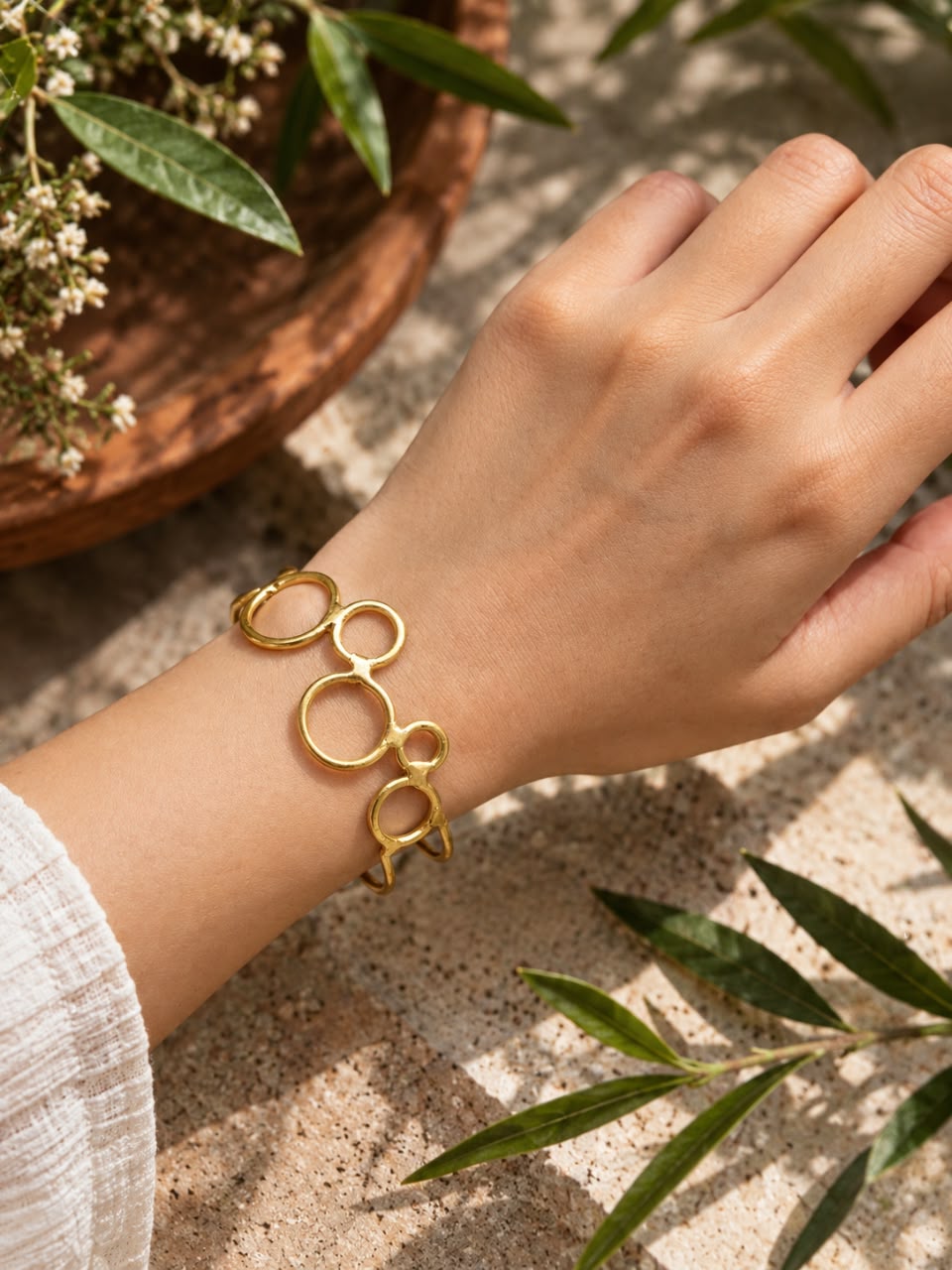 Bubble Brass Adjustable Bracelet (Anti Tarnish)