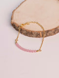 Rose Quartz Beaded Gemstone Bracelet - 18k Gold Plated - Lili-Origin