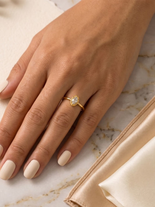 Elara Marquis Adjustable Brass Ring (Anti Tarnish)