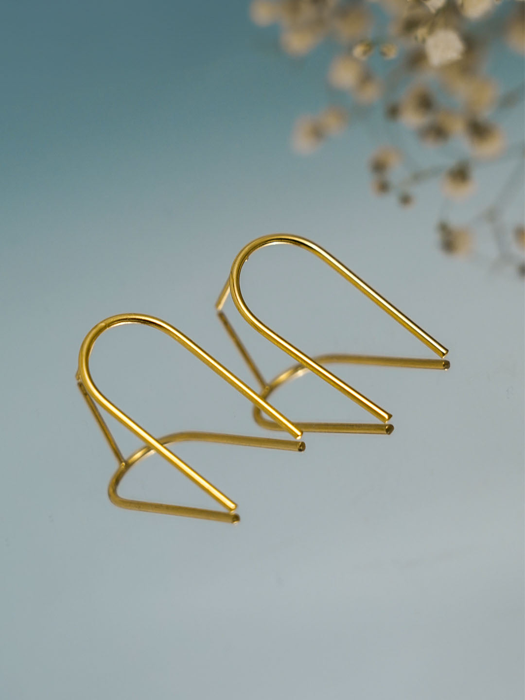 Infinity gold wire crochet earrings , long elegant knitted wire -  Yooladesign