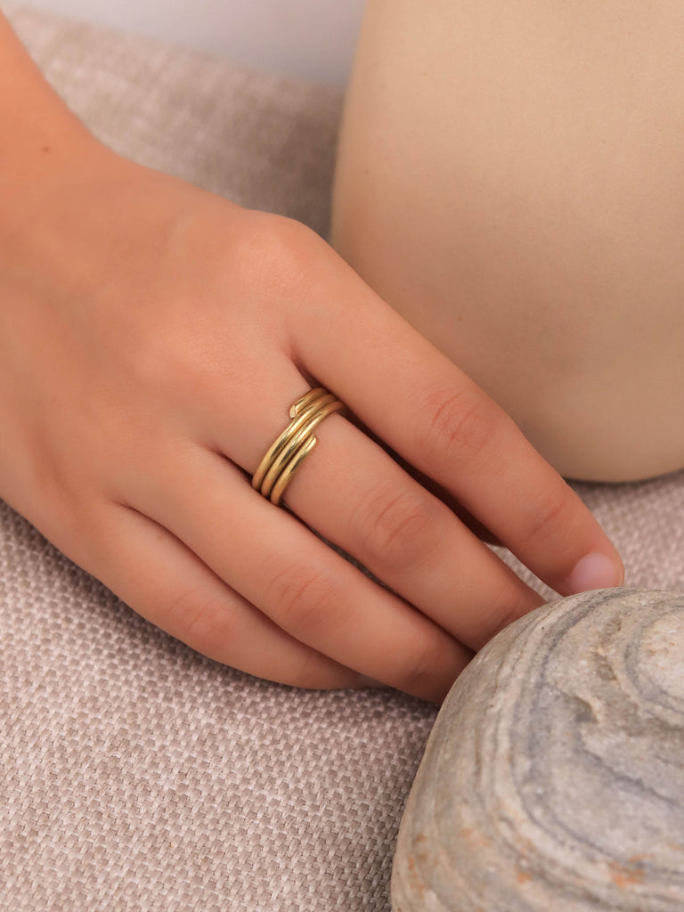 Wrap wire Adjustable Brass Ring (Anti Tarnish)