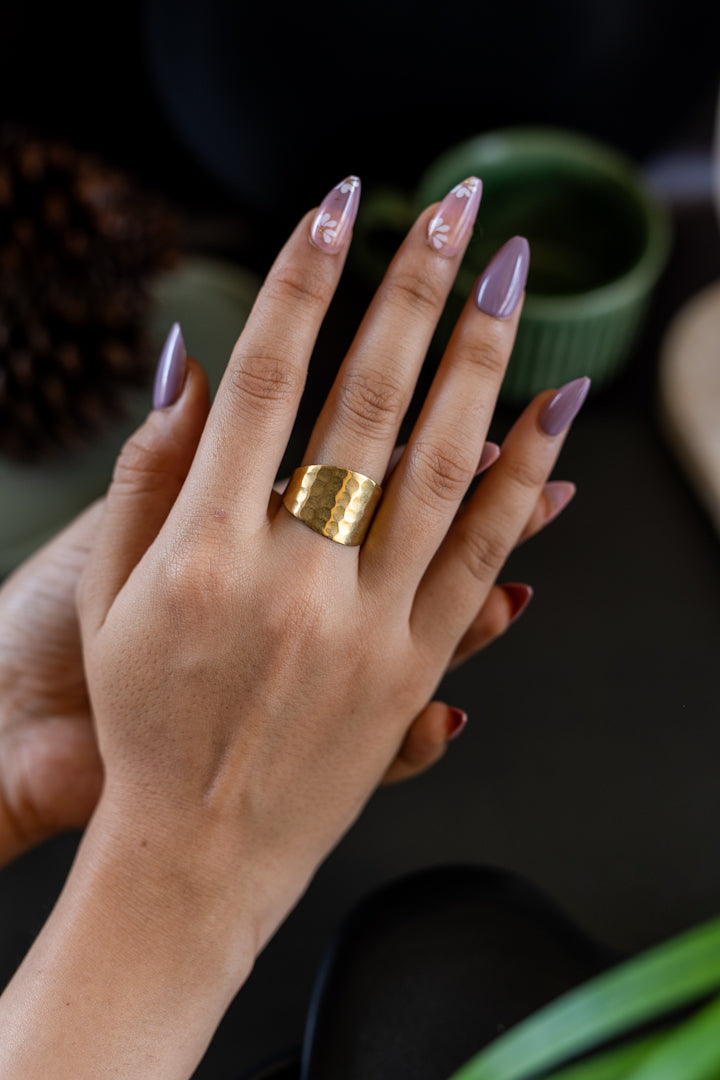 Hammered thic Brass Ring
