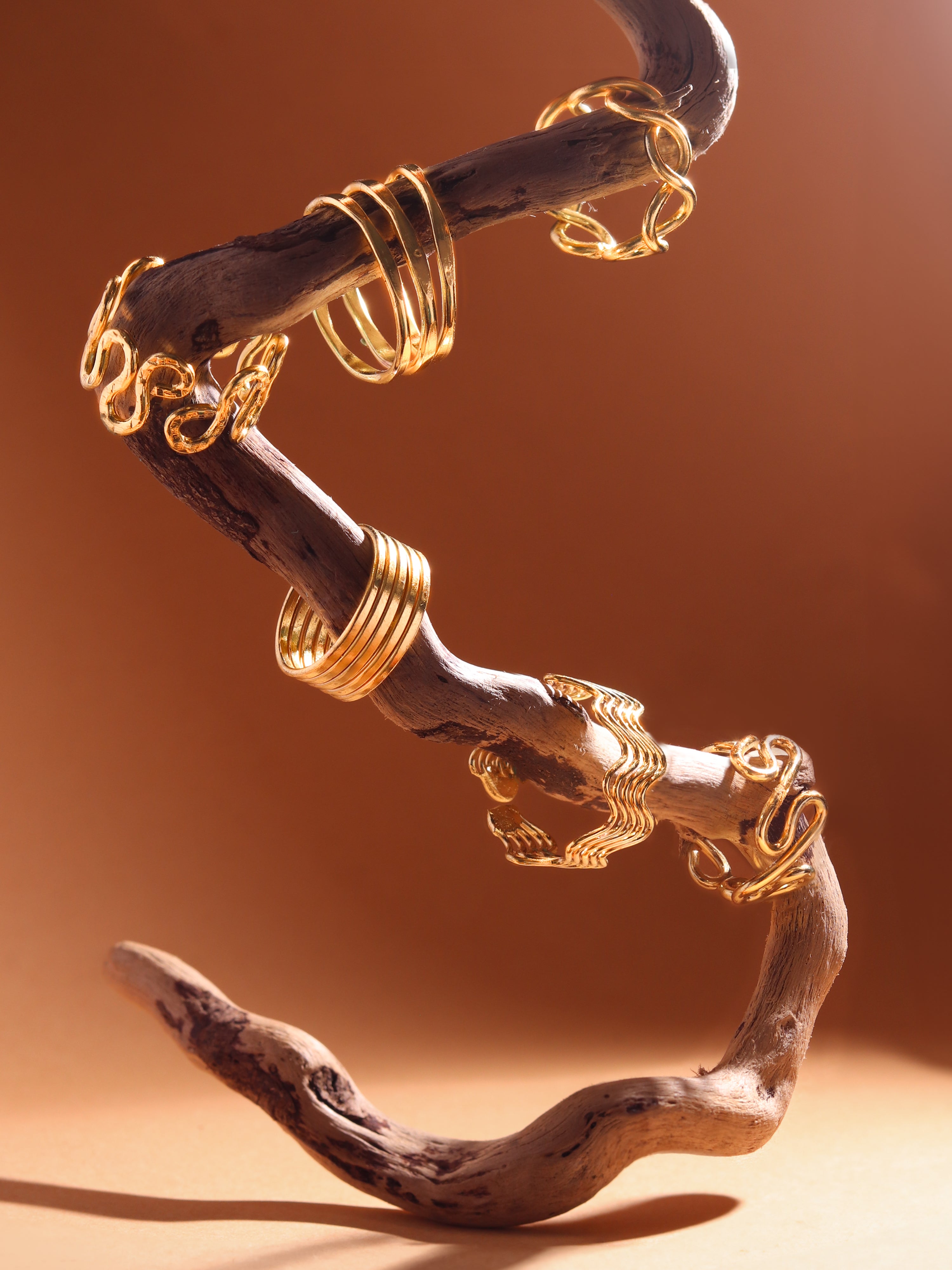 Buy Statement Brass Ring Combo Set - 6 Adjustable Rings