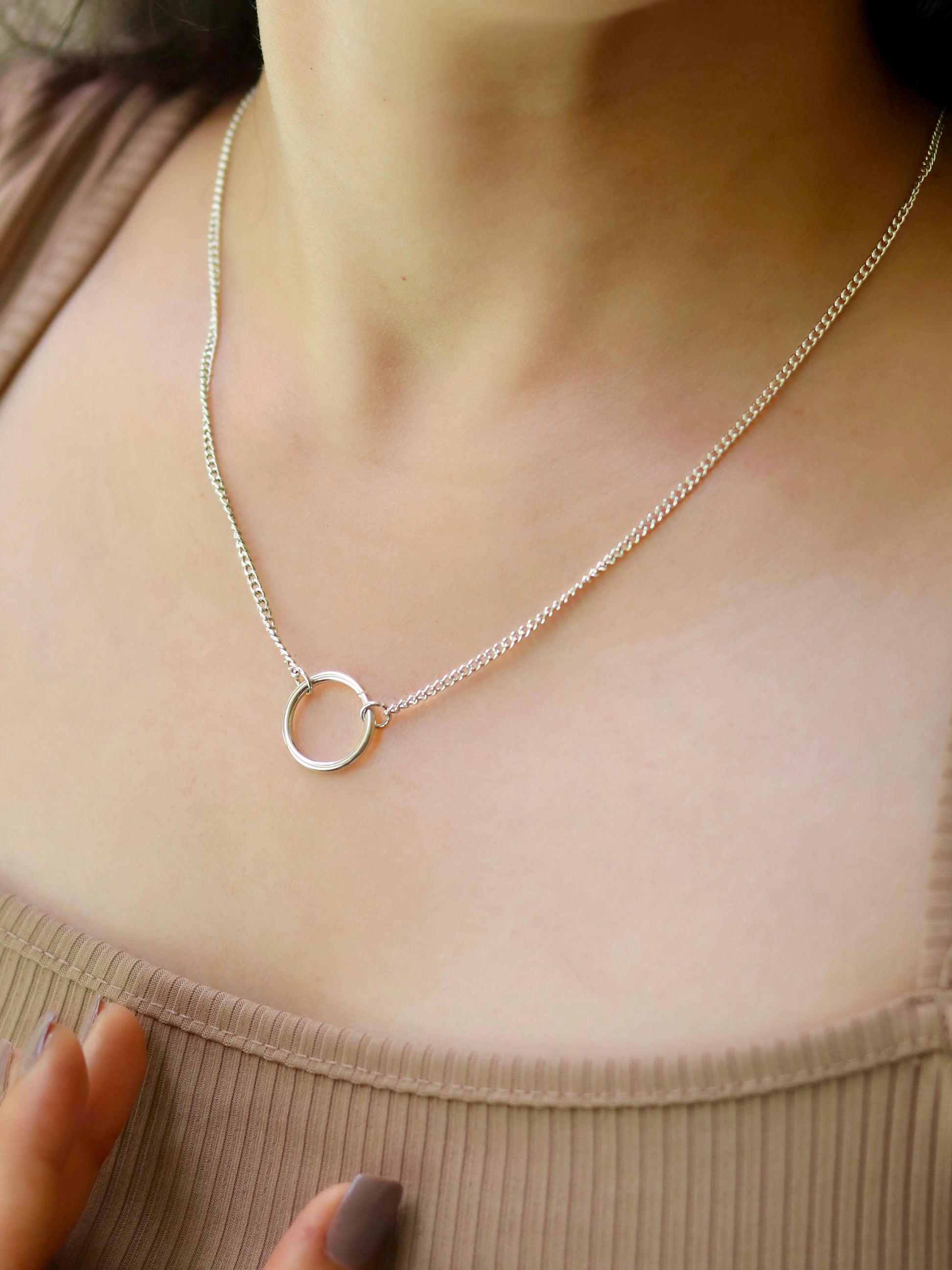 Ring Necklace Silver Elegant Modern Jewelry Design