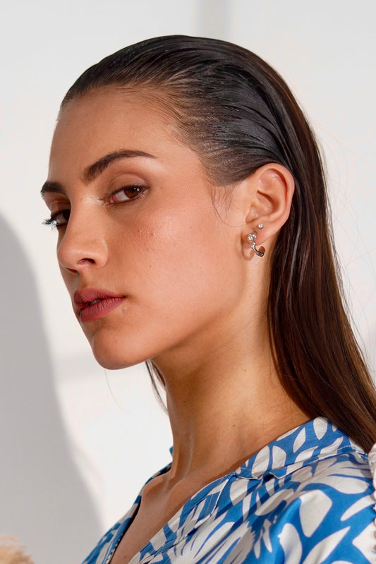 3 Pairs Chunky Silver Hoop Earrings - Lili-Origin