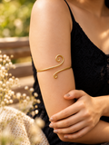 Minimal Spiral Brass Adjustable Arm Cuff (Anti tarnish)