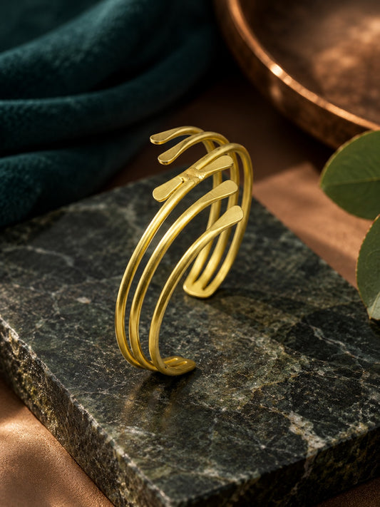 Sway Brass Cuff Adjustable Brass Bracelet (Anti Tarnish)