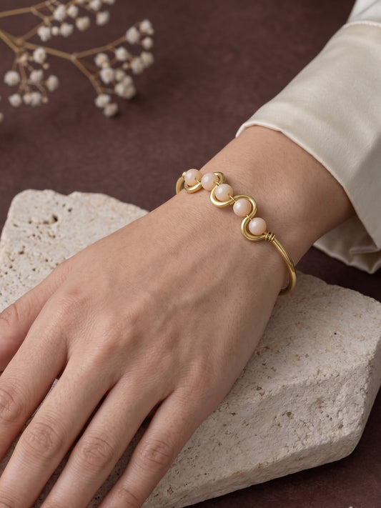 Blush Orbit Brass Adjustable Bracelet (Anti Tarnish)