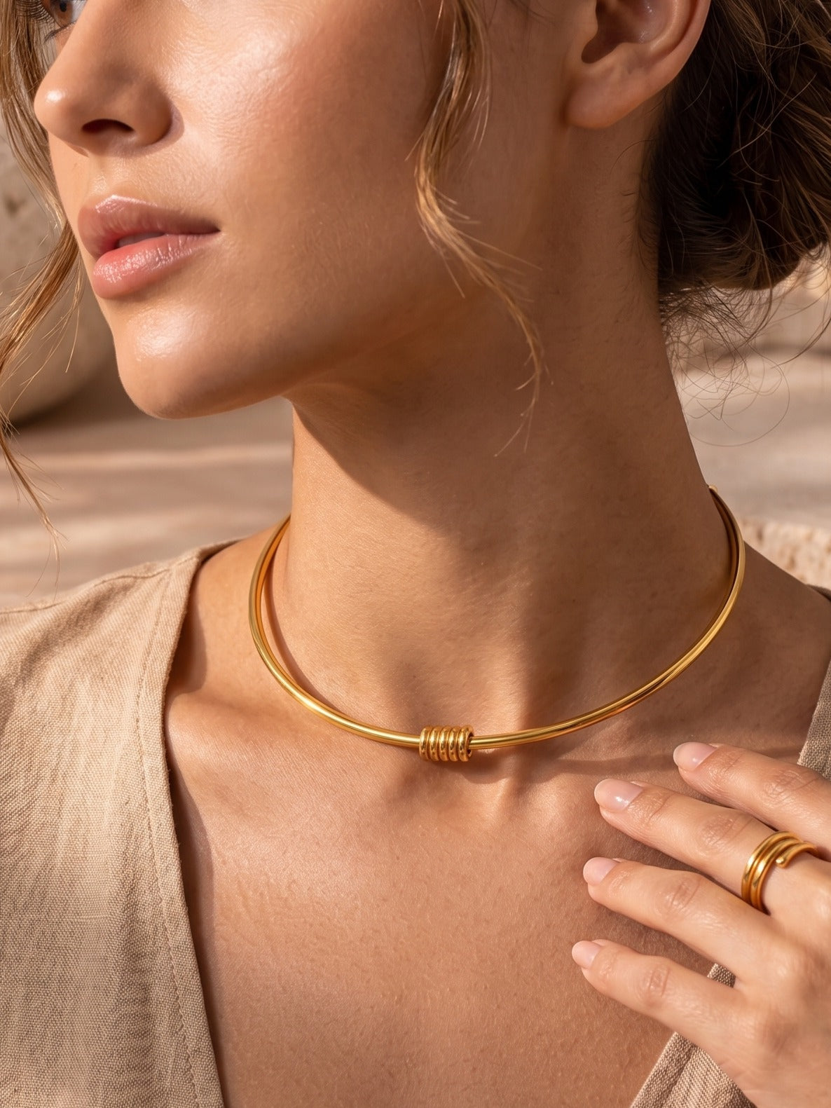 Minimal Knot Brass Adjustable Choker (Anti Tarnish)