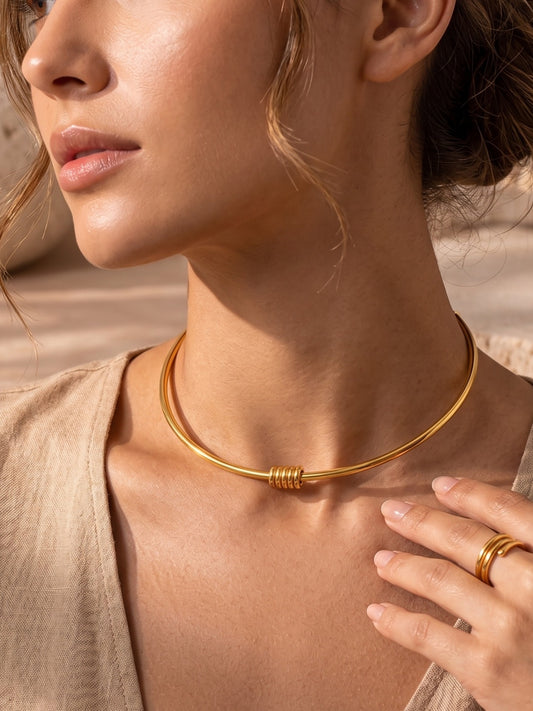 Minimal Knot Brass Adjustable Choker (Anti Tarnish)