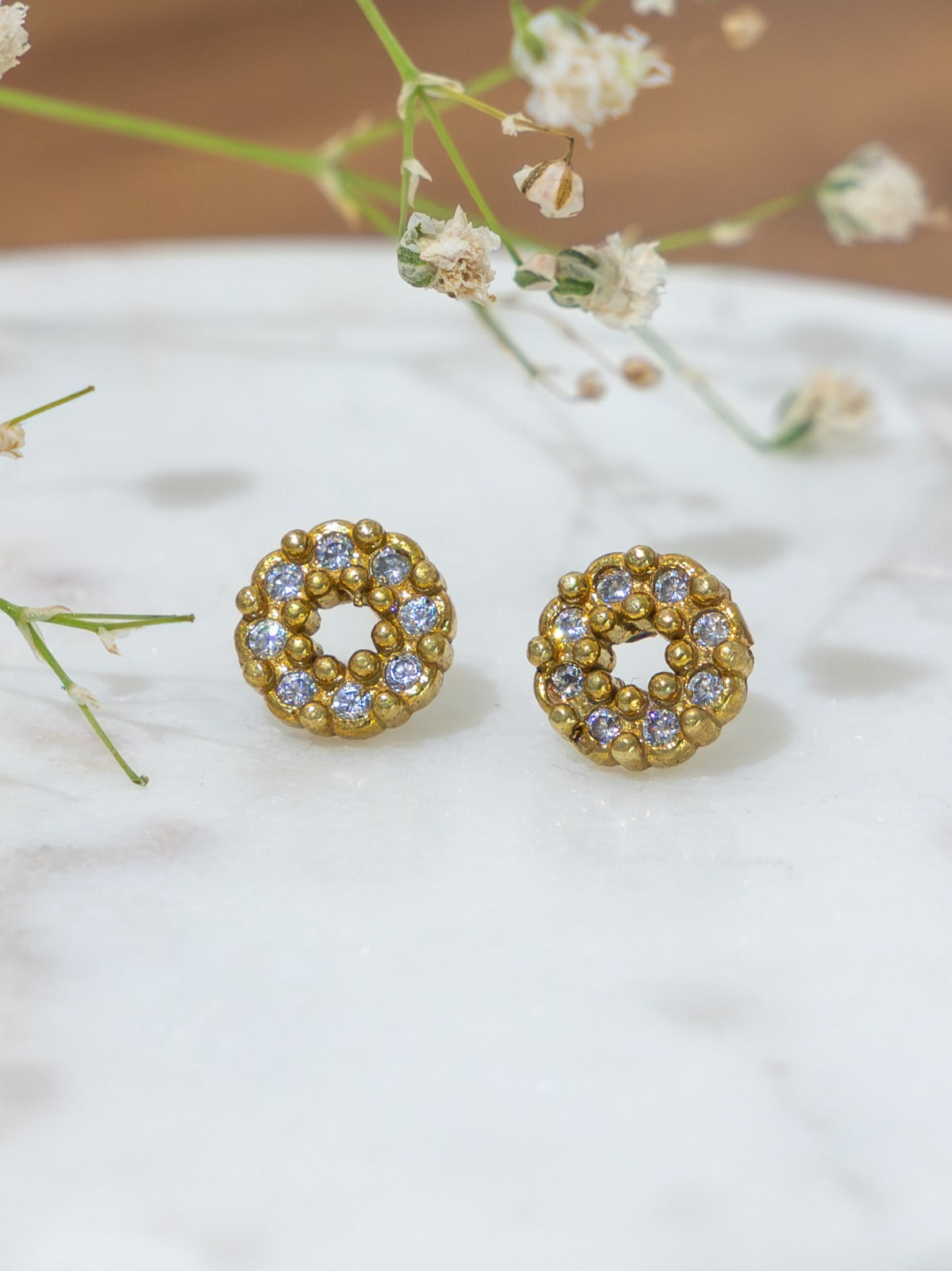 Golden Orbit Brass Studs (Anti Tarnish)