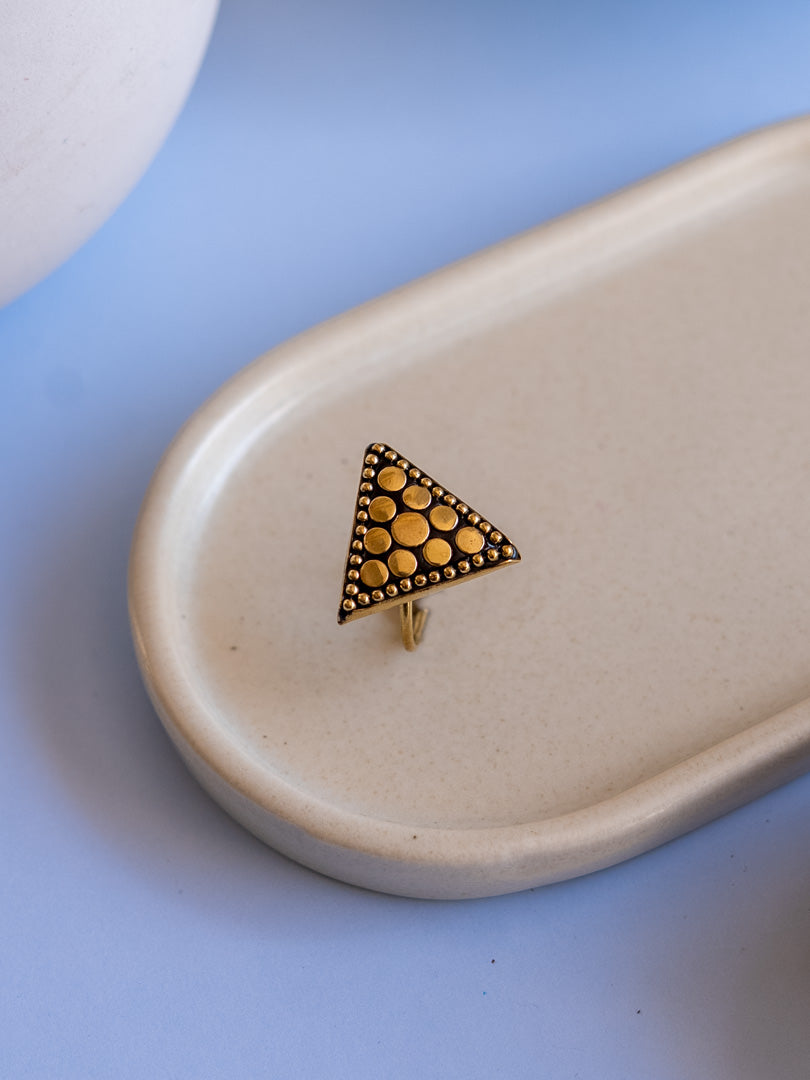 Amber Triangle – Mosaic Muse Brass Adjustable Ring(Anti Tarnish)