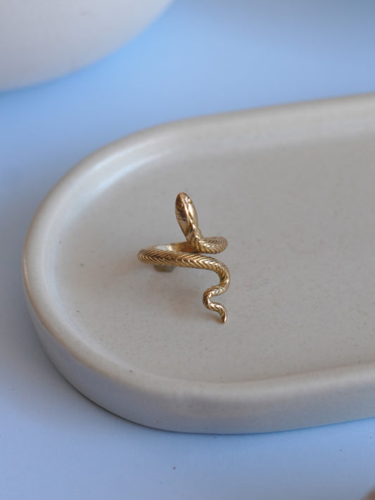 Serpent Twist Brass Ring (Adjustable, Anti-Tarnish)