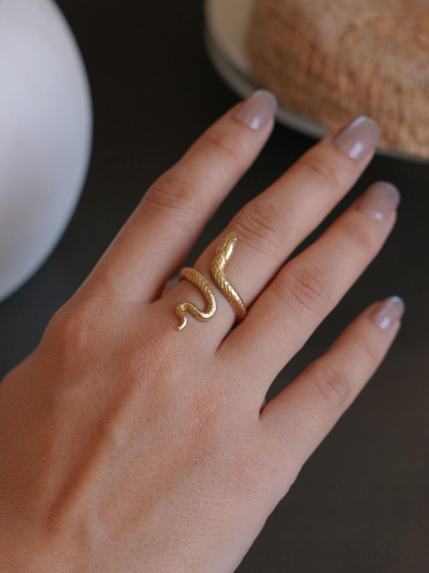Serpent Twist Brass Ring (Adjustable, Anti-Tarnish)