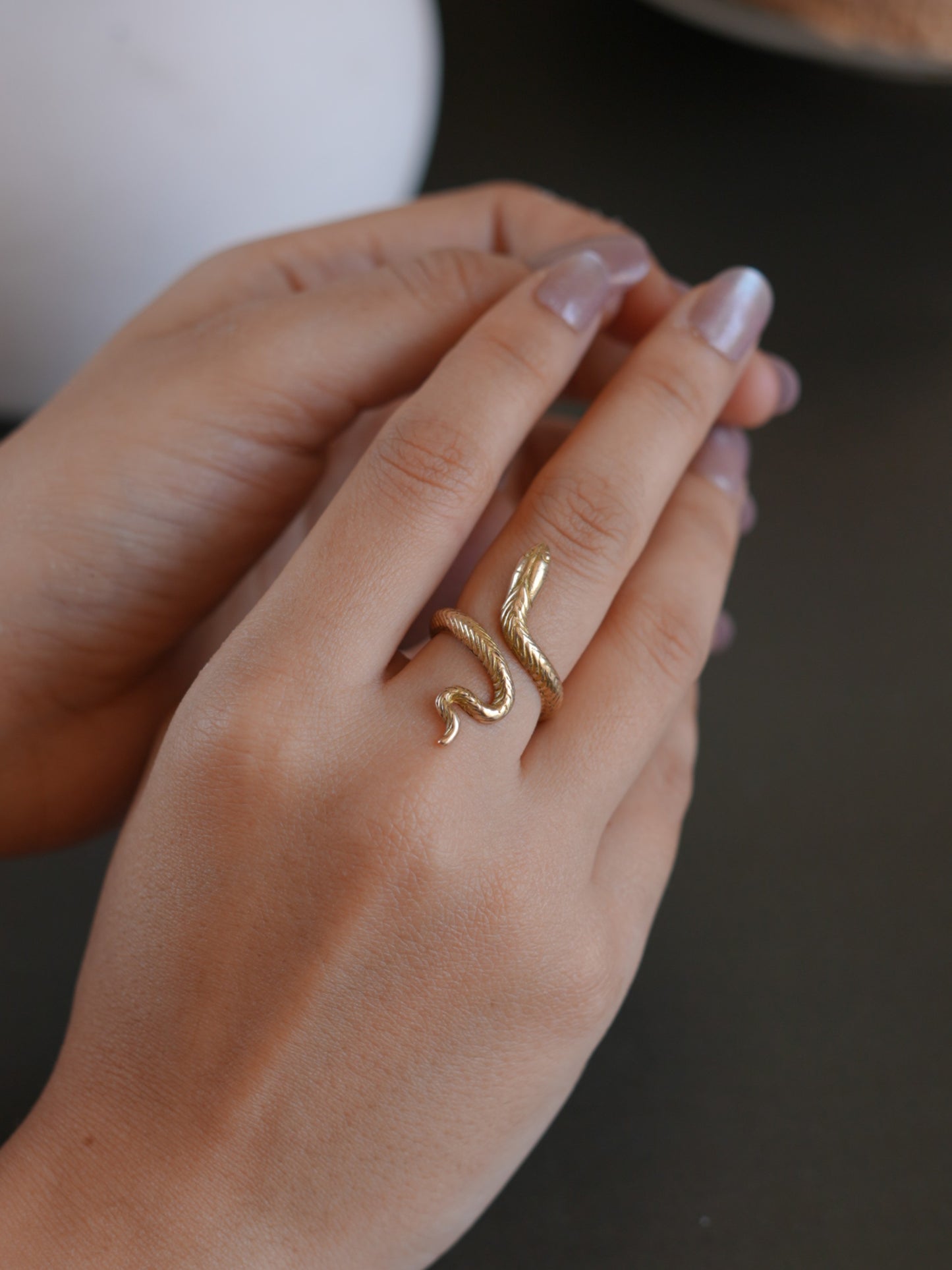 Serpent Twist Brass Ring (Adjustable, Anti-Tarnish)