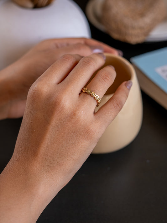 Bloomlet Brass Adjustable Ring(Anti Tarnish)