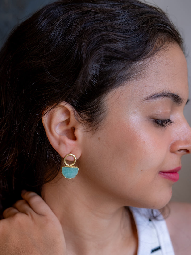 Amazonite Crescent Duo Set (Necklace + Earring)
