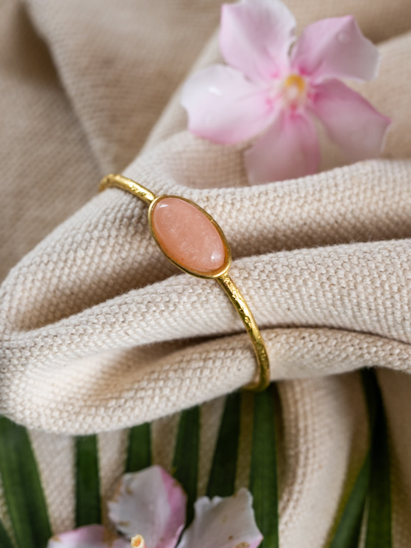 Pink Ovula Brass Adjustable Bracelet (Anti Tarnish)
