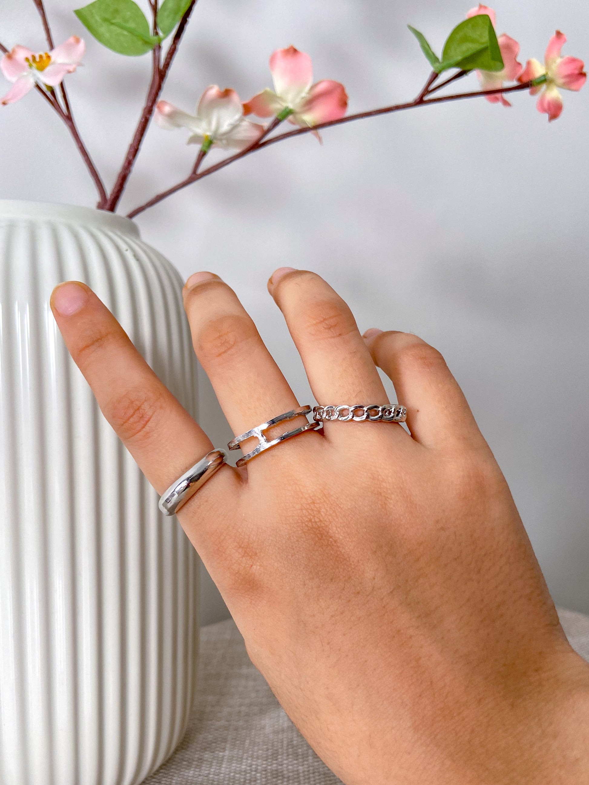 3 Silver Chubby Ring Set - Pack Of 3 - Lili-Origin