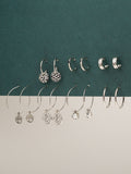 7 Pair Coin Drop Silver Earrings - Lili-Origin