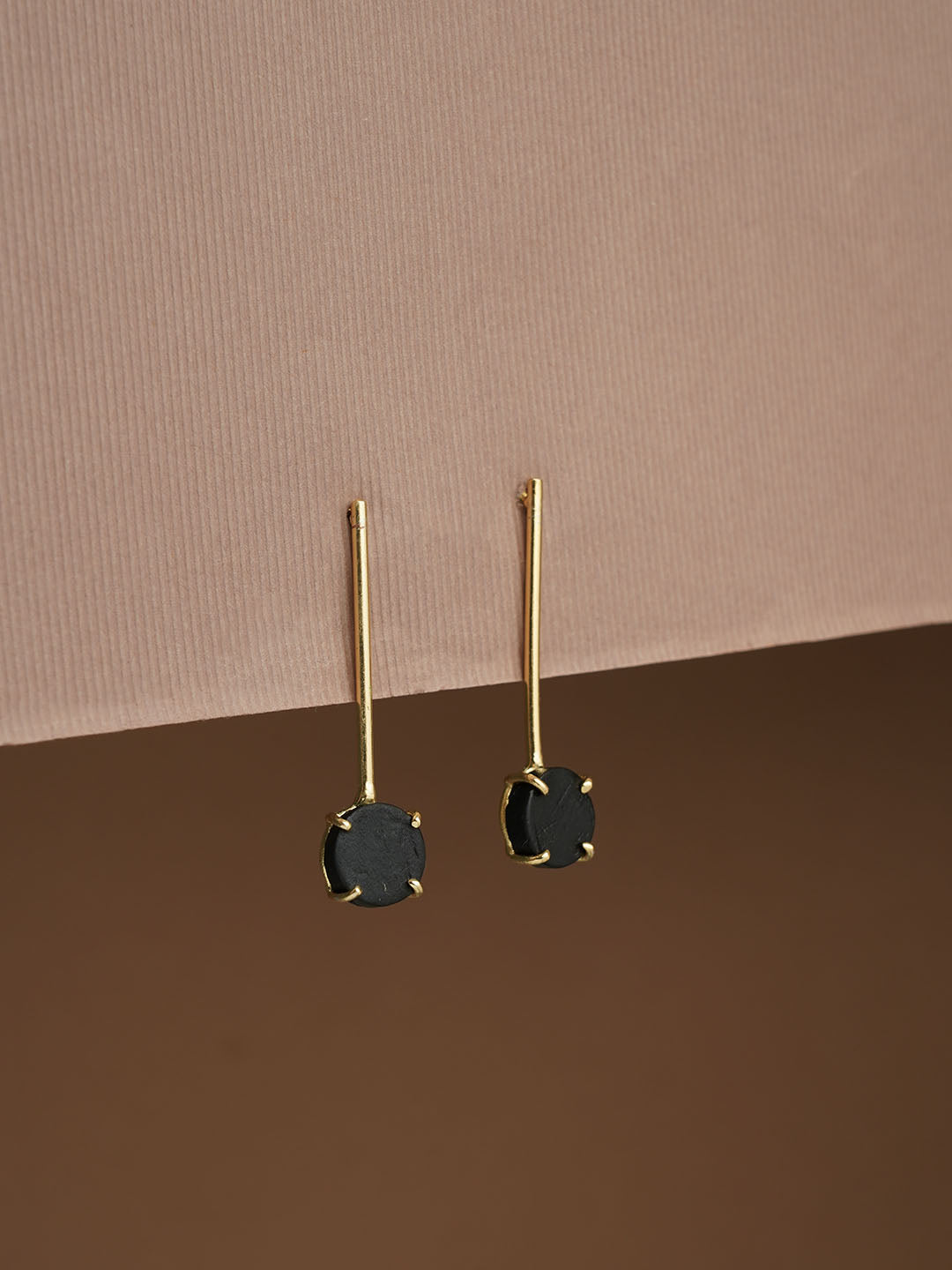 Long Black Tourmaline Crystal Earring