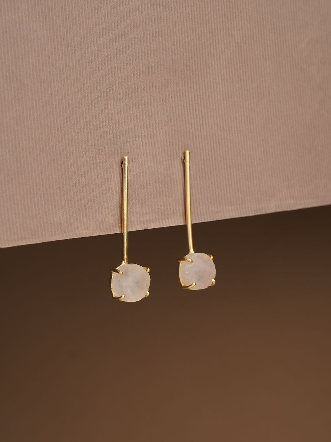 Long Rose Quartz Crystal Earring