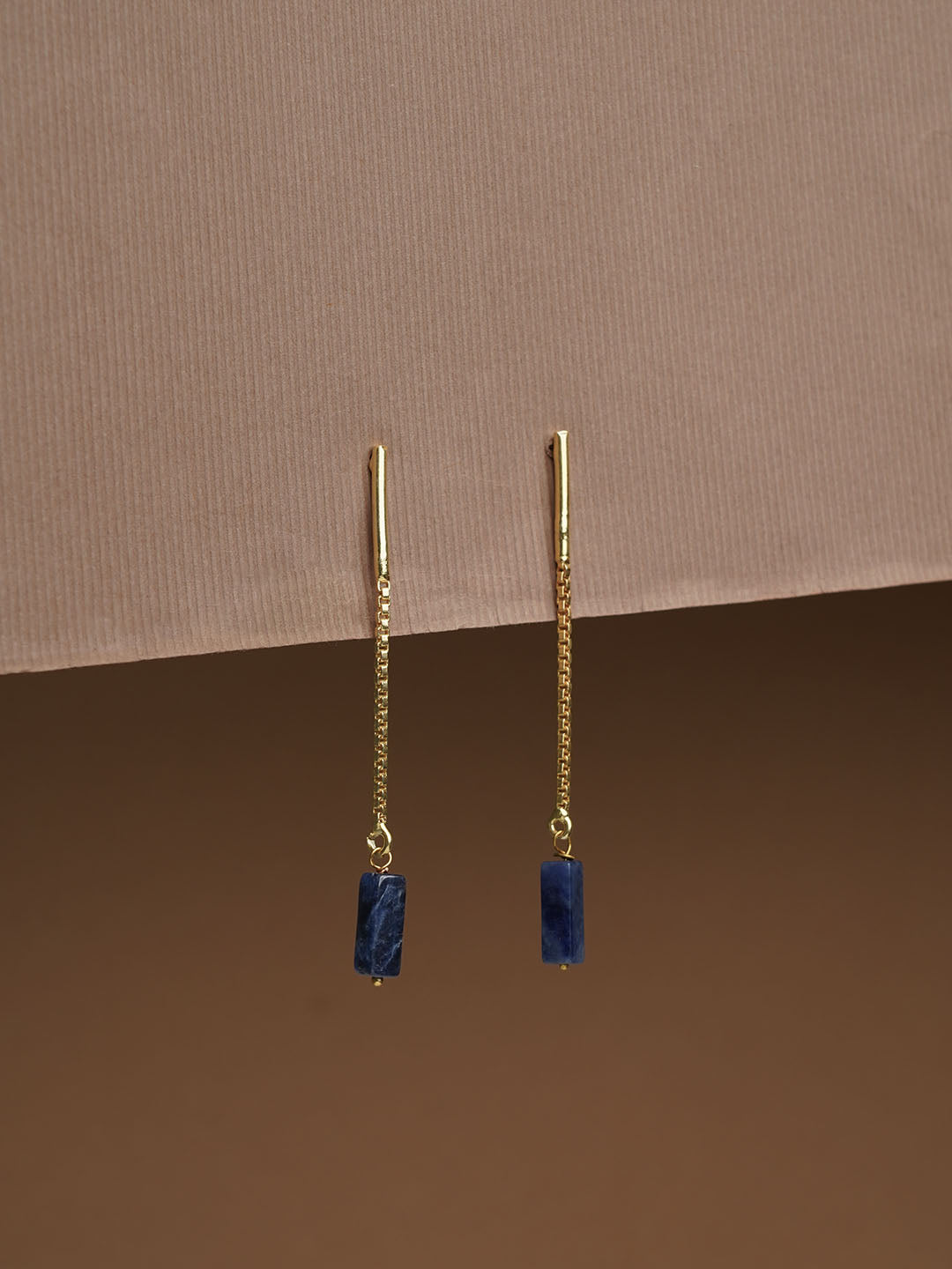 Sodalite Dangling Earring - Gemstone 18k Gold Plated