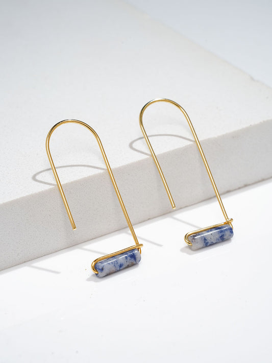 Lapis - Gemstone Drop 18k Gold Plated Earring