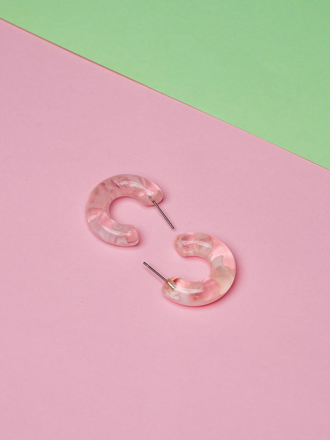 Pink resin hoop earrings Clearance