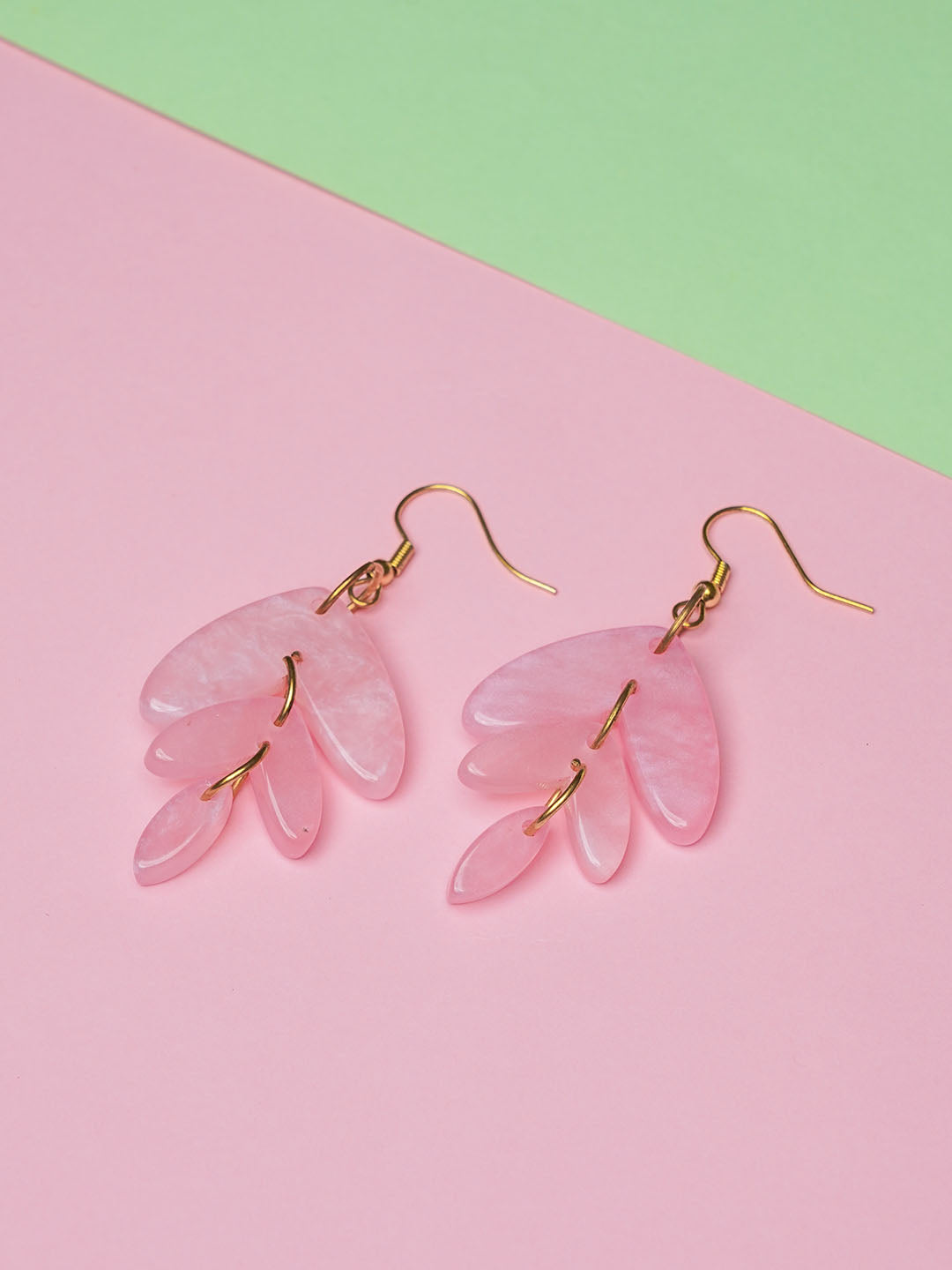 Pink Leaf Resin Earring