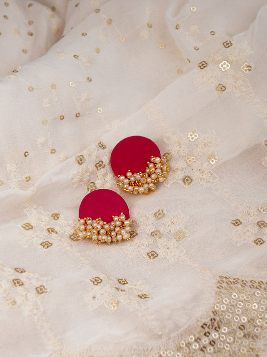 Pink Pearls - Fabric Earring