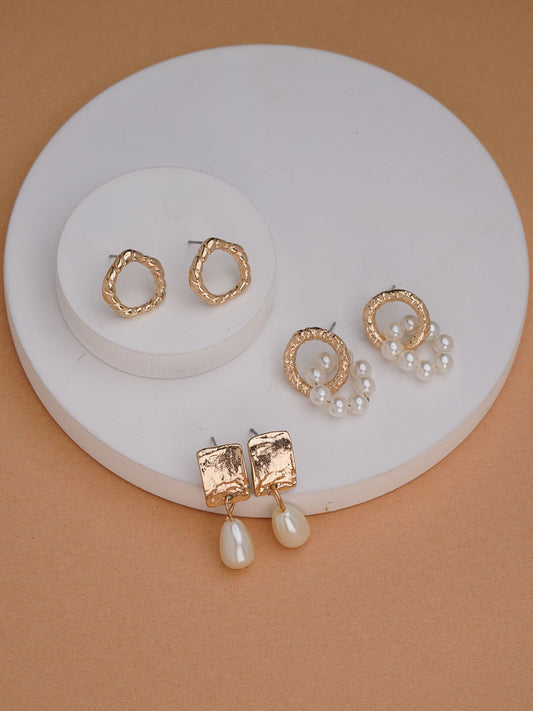 3 Pair Dainty Pearl Earrings