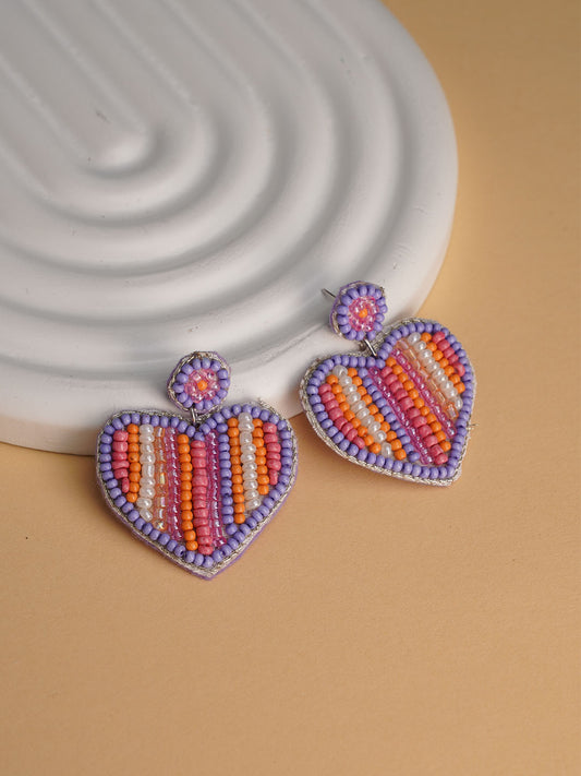Heart - Embroidery Earring