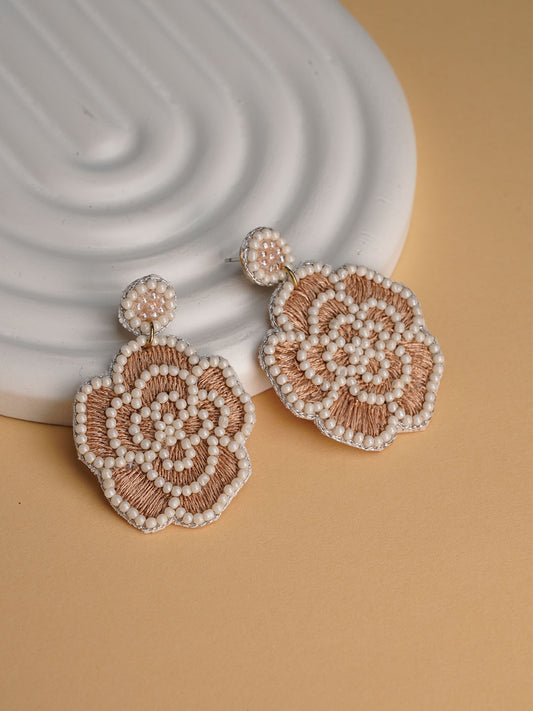 White Flower - Embroidery Earring