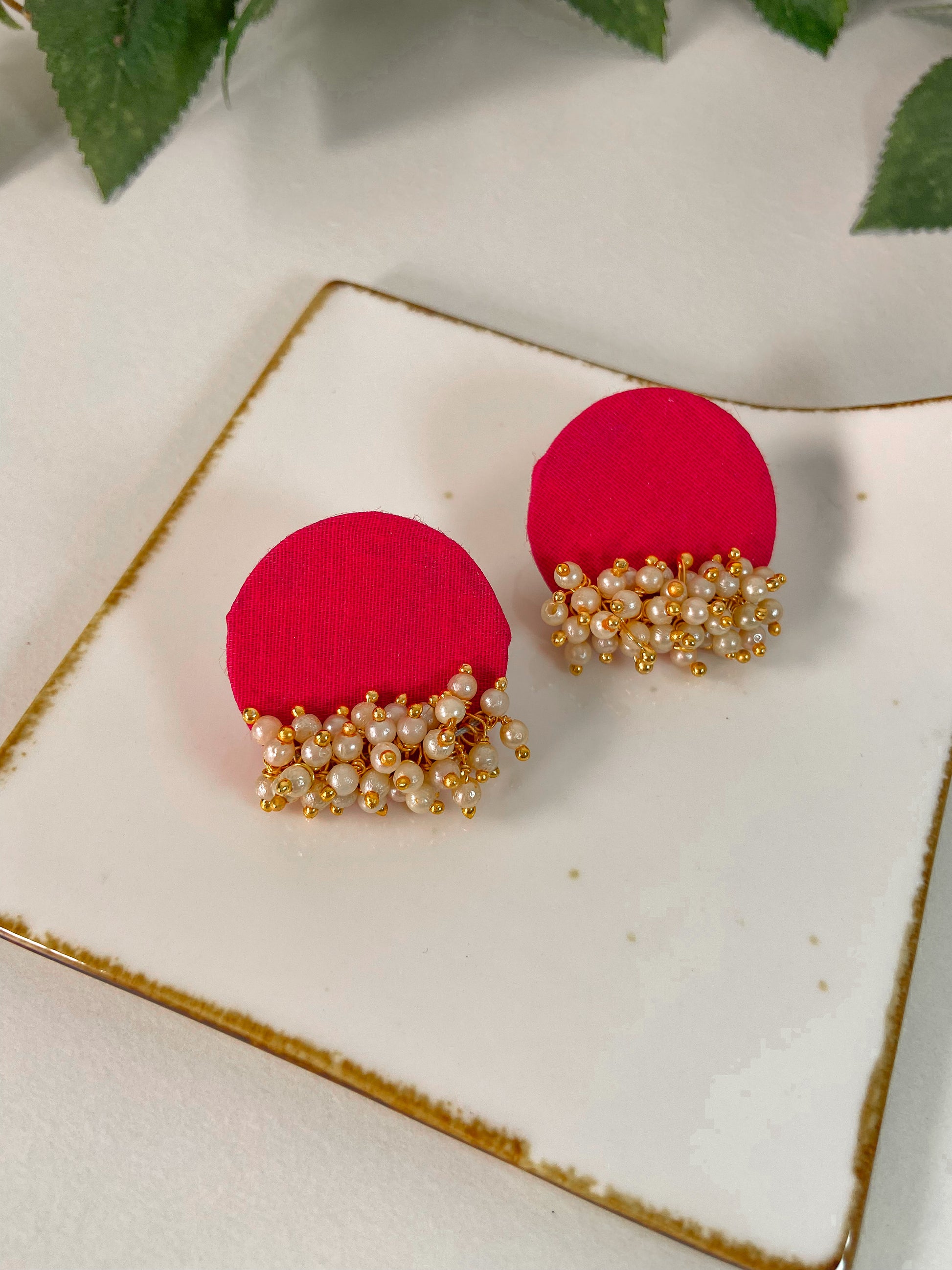 Pink Pearls - Fabric Earring - Lili-Origin