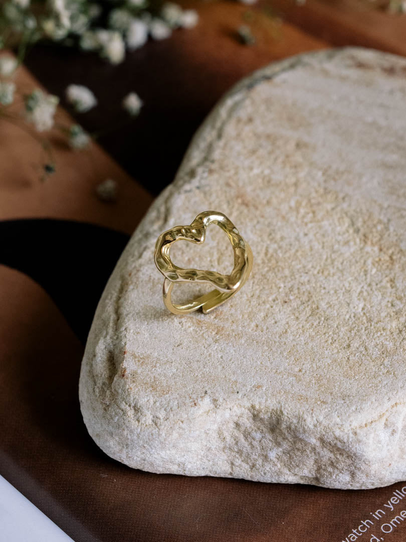 Heart and Harmony 2 rings Combo Brass Adjustable Ring (Anti Tarnish)