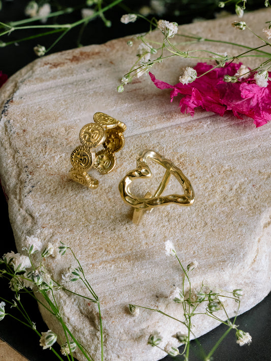 Heart and Harmony 2 rings Combo Brass Adjustable Ring (Anti Tarnish)
