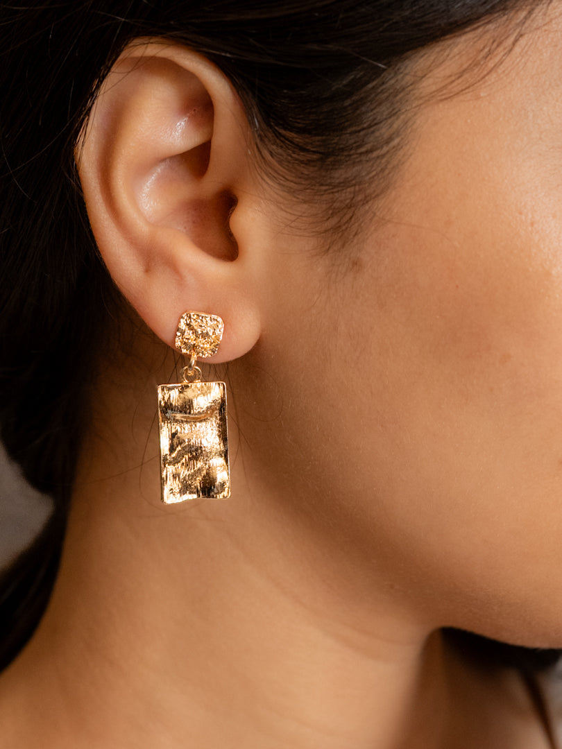 Textured Rectangle Drop Earrings